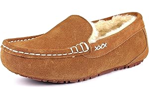 DREAM PAIRS Women's Fuzzy House Slippers Cozy Faux Fur Micro Suede Moccasins Slip on Loafer Shoes for Indoor and Outdoor