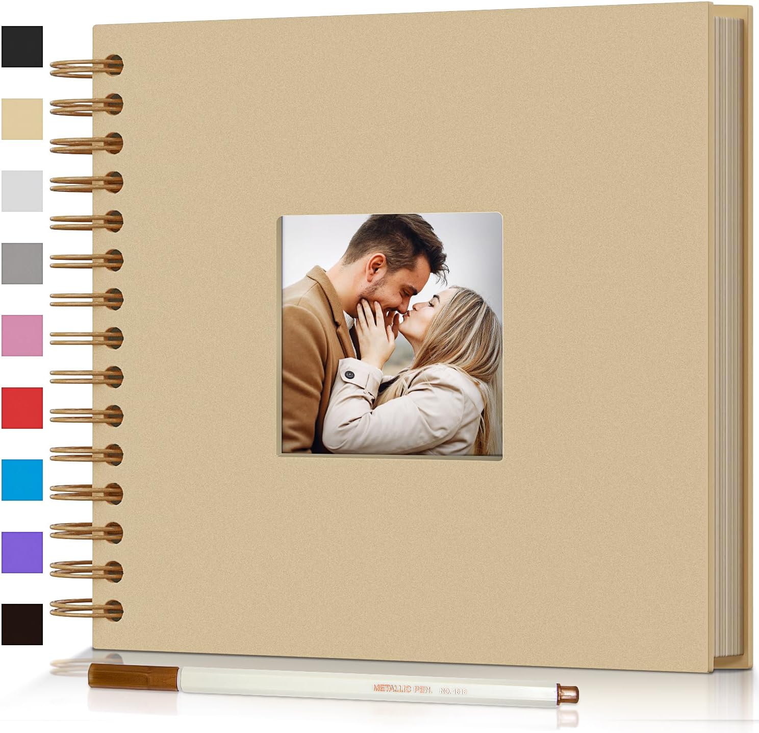 Photographs - Scrapbook Photo Album,8x8in DIY Hardcover Kraft Photo Album with Display Picture Window,Personalized Blank Memory Book for Family, Wedding,Guest Book,Anniversary,80Pages/40Sheet