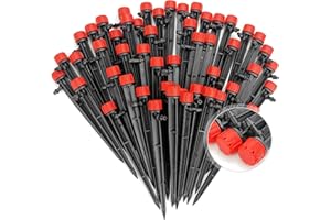 50 Pieces Adjustable Irrigation Drippers, Adjustable 360 Degree Water Flow Drip Irrigation System,Drip Emitters Perfect for 4/7mm Tube by Korty
