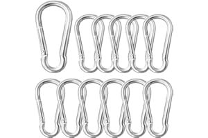 SEUNGCH 12 Pack Sliver Carabiner Clips, 2.36 Inch Heavy Duty Spring Snap Hooks - Small Locking Carabiners for Camping, Hiking, Hammocks, Swing Sets, Keychains, Fishing & Outdoor Gear