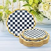 GOGUOGOFA 100Pcs Black and White Race Car Party Supplies Checkered Scalloped Paper Plates Set 9"& 7" Checkered Plates for Race Car Themed Racing Birthday Party Decor Serve 25