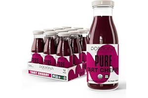 POMONA ORGANIC JUICES Pomona Organic Pure Tart Cherry Juice, Cold Pressed, Non-GMO, No Sugar Added, Not from Concentrate, Gluten Free, Kosher Certified, Preservative Free,8.4 Fl Oz (Pack of 12)