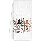 FDHSPAAM Christmas Christian Cross Kitchen Towels, Preppy Christian Tree Winter Holiday Dish Hand Tea Towels for Kitchen Bathroom Decor, Xmas Bathroom Decor, 16x24 Inch