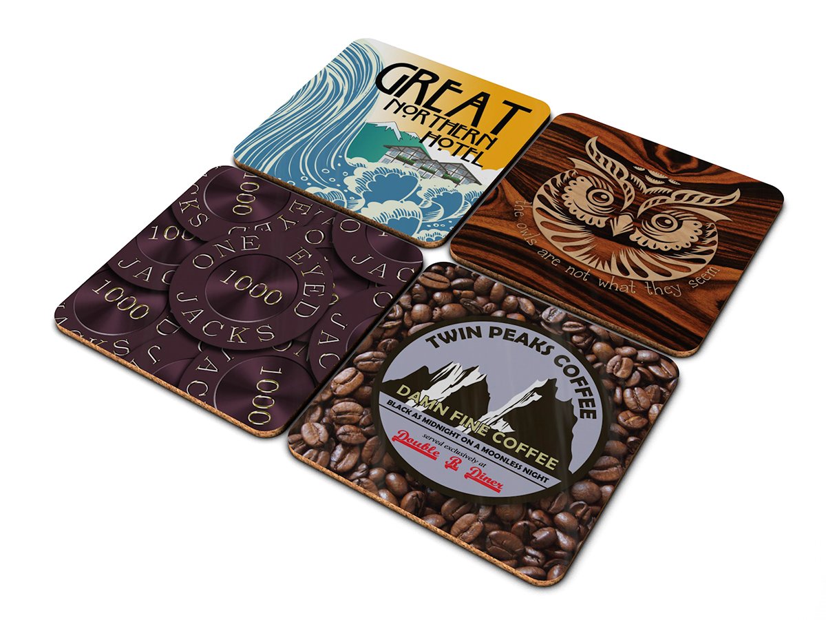 Twin Peaks Coasters, inspired by David Lynch's classic TV Series.