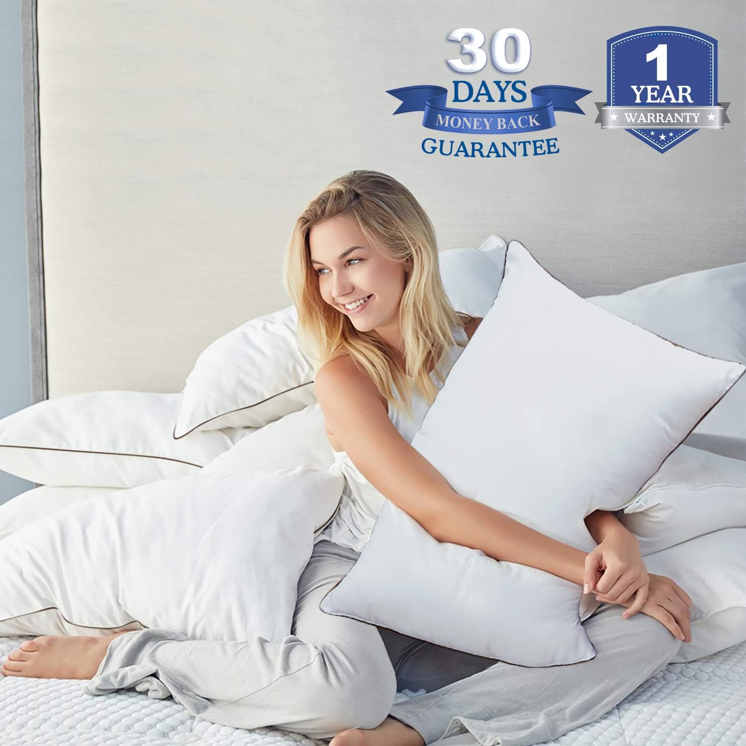Bed Pillows for Sleeping 2 Pack, Hypoallergenic Pillows for Side and Back Sleeper, Down Alternative Hotel Quality Sleeping Pillows Soft Pillow-Standard Size 20x26inches: Kitchen & Dining