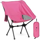 Outplea Portable Camping Chair, Folding Lightweight Backpacking Chair, Pink | with Carry Bag &amp; Anti-Sinking Feet &amp; Side Pocket, Collapsible Compact Size, Lightweight, for Hiking Lawn Outdoor Picnic Beach