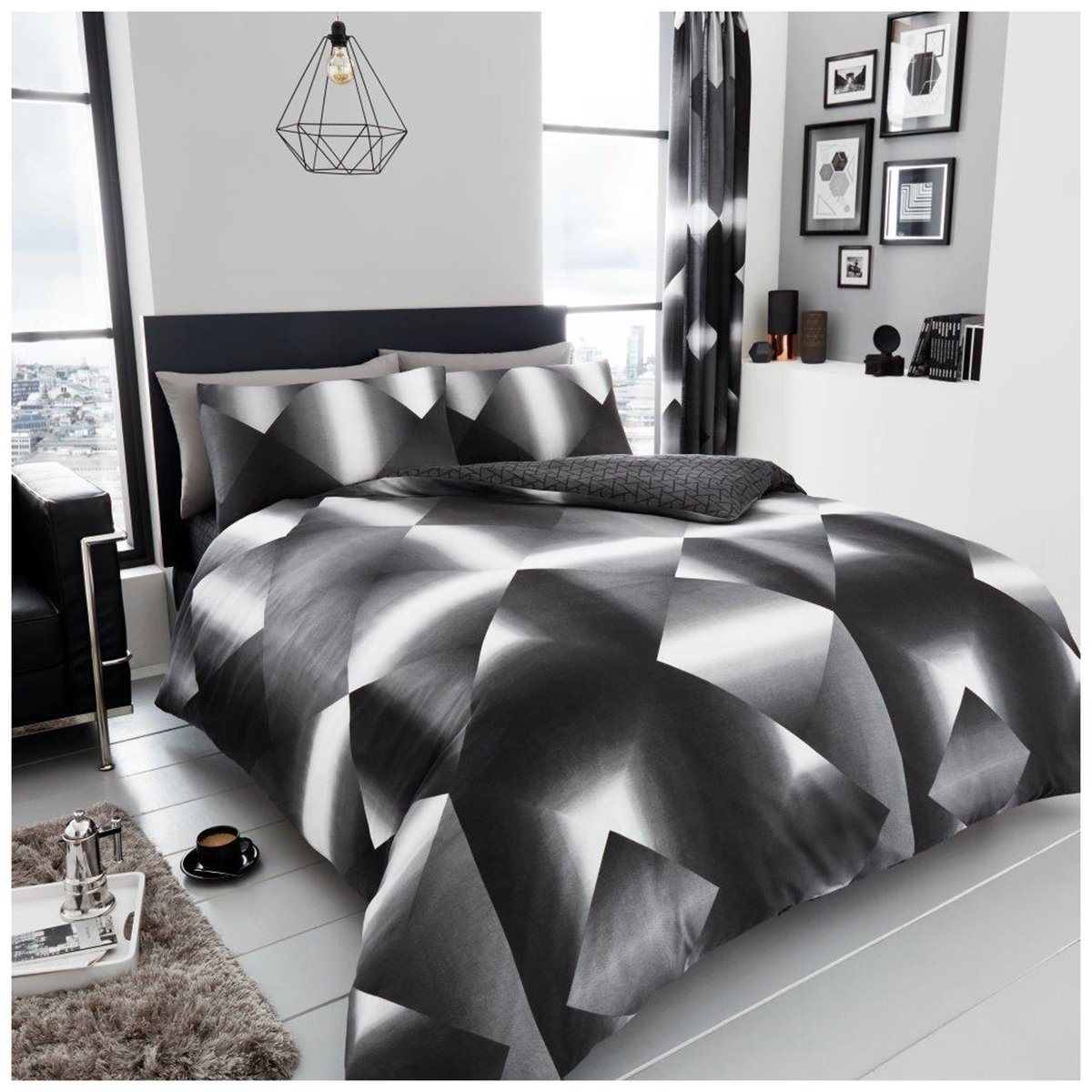 GC GAVENO CAVAILIA Triangle Duvet Cover Sets, 3D Bedding King Size, Geometric Bed Set With Pillow Cases, Multi