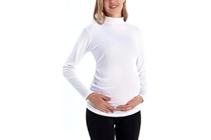 Bhome Maternity Shirt Long Sleeve Pregnancy Top Ribbed Mock Neck Pregnant Pullover