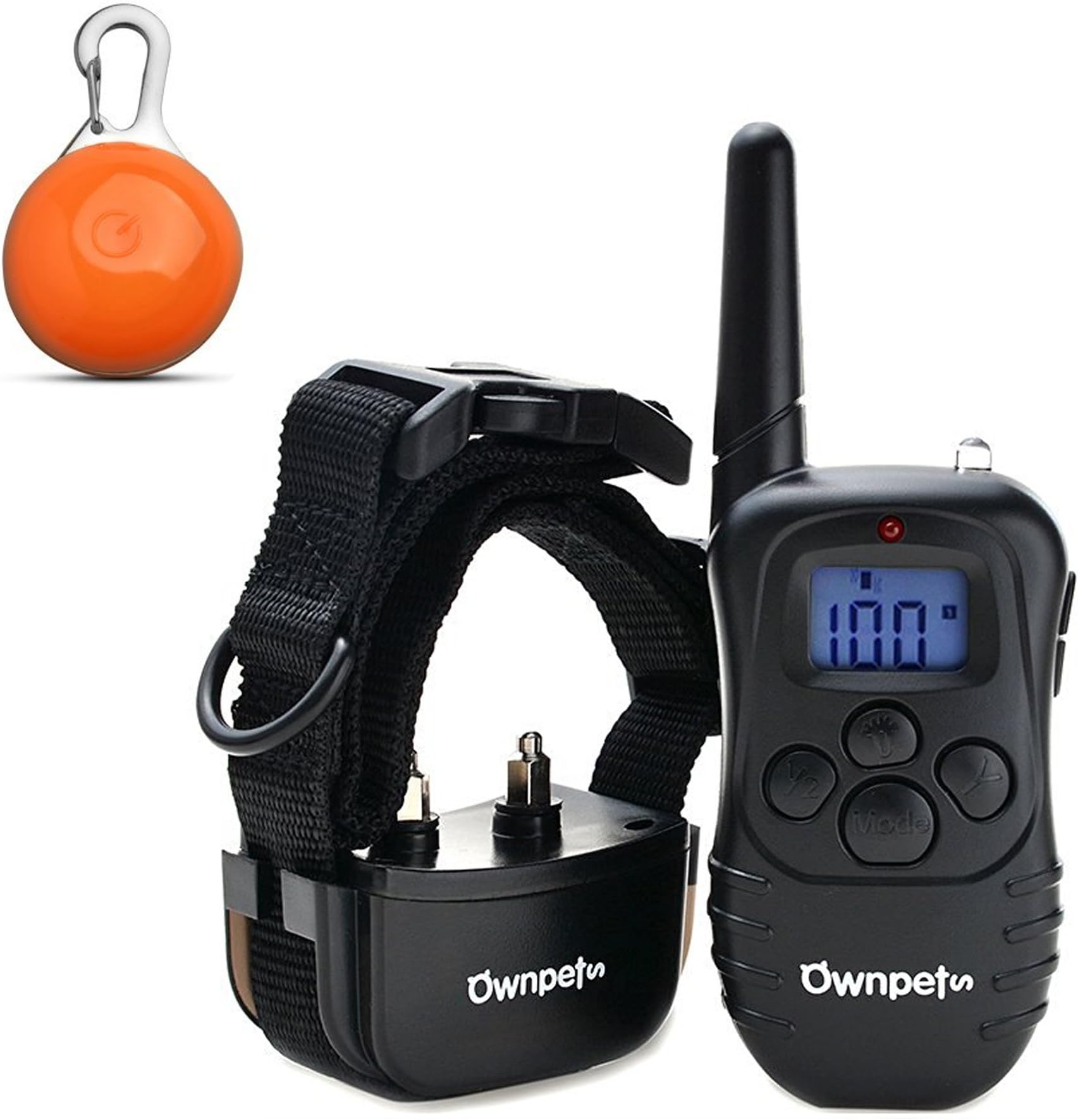 Ownpets Rechargeable Dog Training Collar with Remote, 4 Dog Training Modes Static Shock/Vibration/Beep/Light for Medium or Large Dogs, Memory Function 330 Yards working range - 2 Versions for Optional