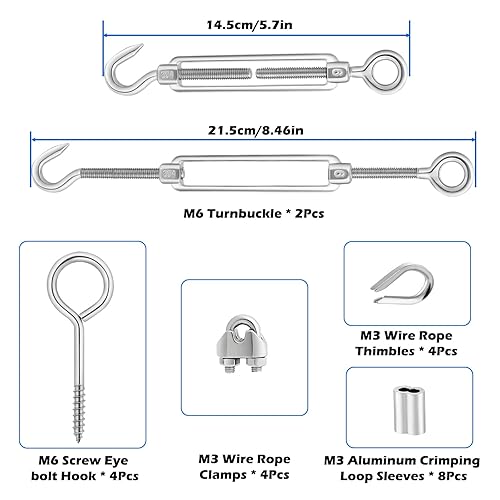 TooTaci T316 Stainless Steel Cable Railing Kit - 500FT Black Wire Rope 7x7 Flexible Strands 1800lb Marine Grade Cable Durable Outdoor Deck Railing Wire