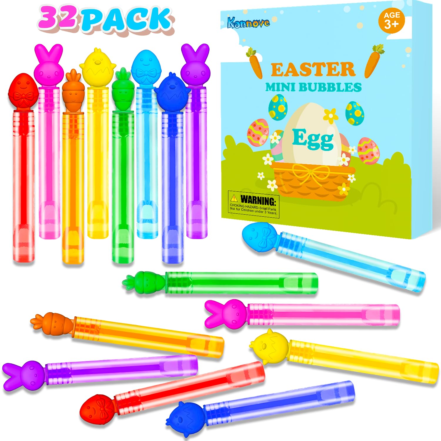Easter Basket Goodie Bags Stuffers for Kids,32 Pack Mini Bubbles Party Favors for Toddlers,Easter Gift Treat Goody Bags Pinata Fillers,Easter Essentials Stuff Non Candy Classroom Prizes for Boys Girls