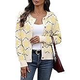 AMZANGEL Women's Floral Cardigan Sweater Long Sleeve Button Down Bolero Shrug Sweaters for Dresses