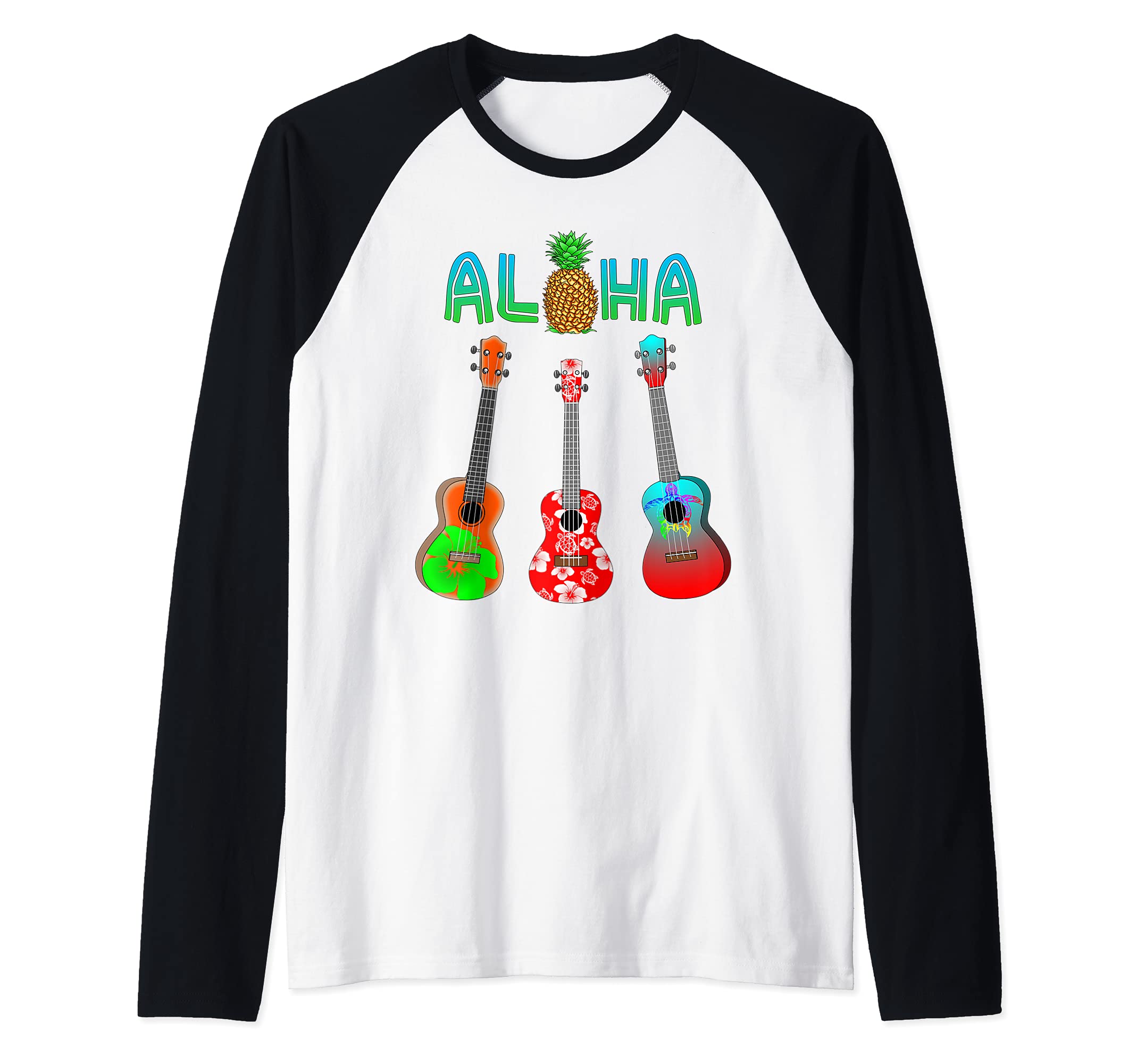 Aloha Ukulele Island Music Raglan Baseball Tee