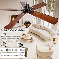 52-Inch Solid Wood Ceiling Fans 【With Remote