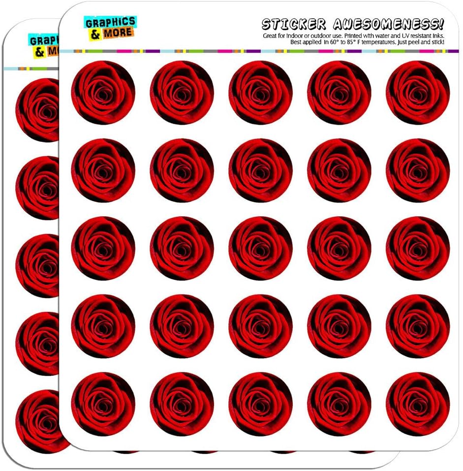 Red Rose 1" Planner Calendar Scrapbooking Crafting Stickers - Opaque