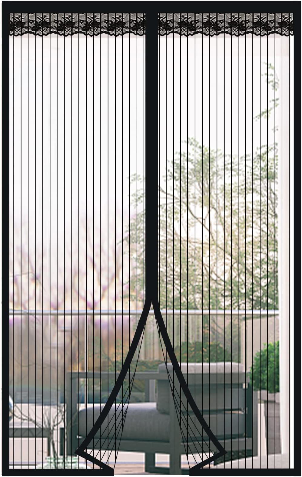 DIKER Magnetic Fly Screen Door 80 x 200cm Door Mesh Insect Protection Black