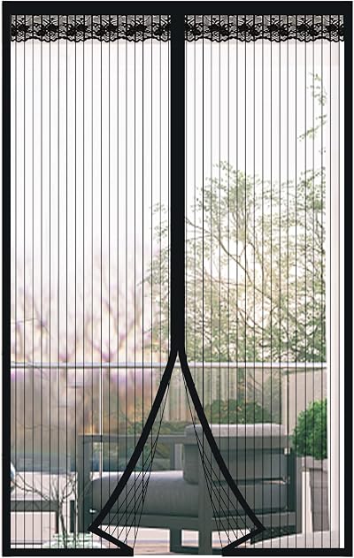 DIKER Magnetic Door Screen 90 x 210cm Fly Screen Insect Protection Black