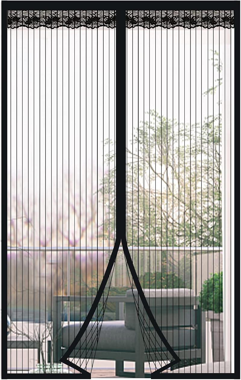 DIKER Magnetic Fly Screen Door 80 x 200cm Door Mesh Insect Protection Black
