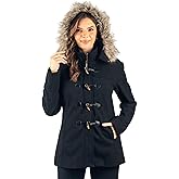 Alpine Swiss Duffy Womens Wool Blend Toggle Coat Removable Faux Fur Hood Classic Duffle Overcoat Mid-Thigh Warm Winter Jacket