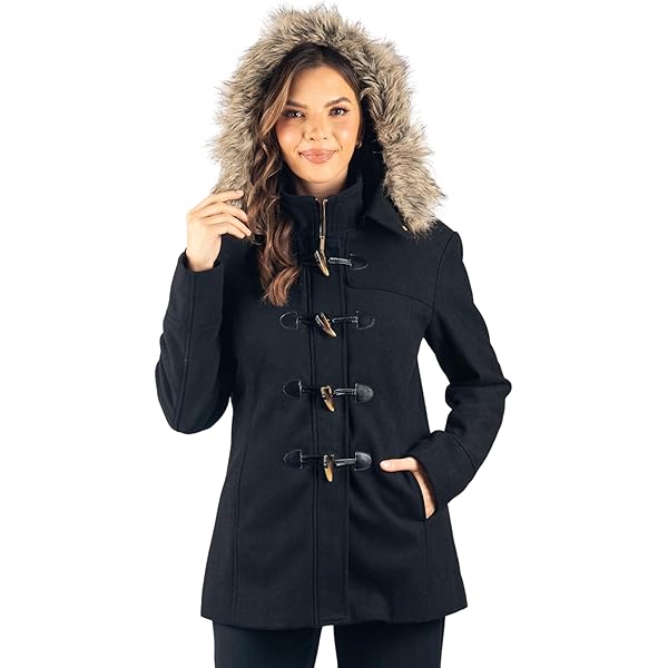 Amazon.com: Andrew Marc Women's Paxton Toggle Wool Coat with Faux