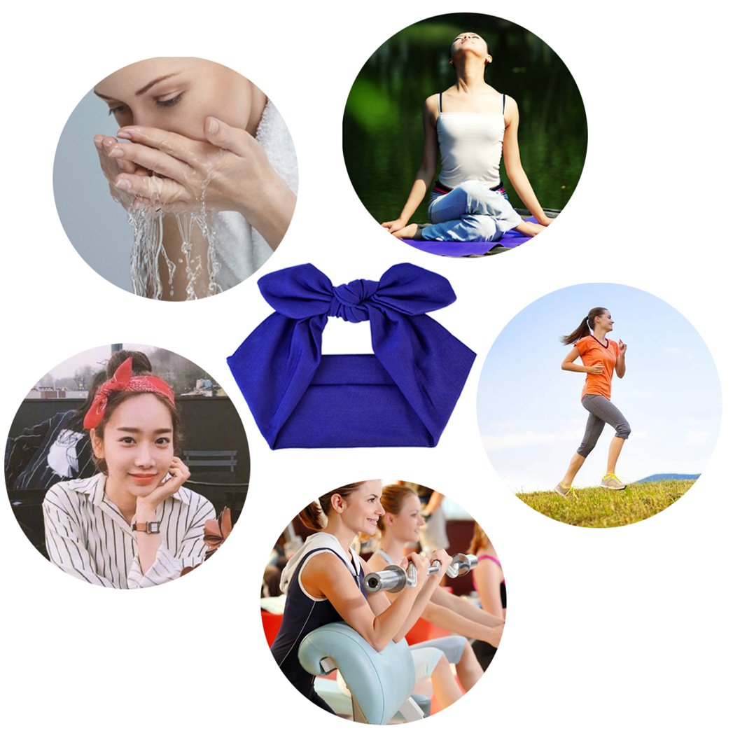 Miayon Women Headbands Headwraps Hair Bands Bows Accessories Turban Head Wraps Cotton 10pcs Solid Color Fashion Sport : Beauty
