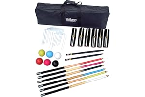 Hathaway Deluxe 6-Player Croquet Set for Adults, Kids & Families – Includes Durable Hardwood Mallets & Handles, Chip-Resistan
