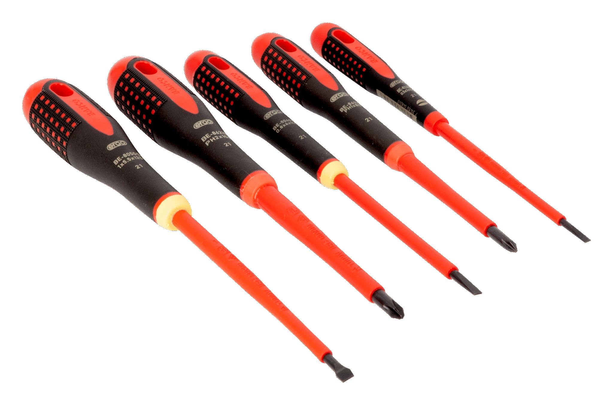 Bahco BE-9881S BAH9881S Insulated Ergo Screwdriver Set, 5 Piece SL/PH, Multi