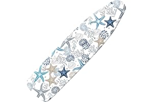 Extra Thick Ironing Board Cover and Pad, Coral Starfish Coastal 15x54 Ironing Board Cover, Resist Scorching and Staining,Elas