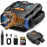 Night Vision Goggles, Night Vision Binoculars for Adults 10X Digital Zoom 7X Infrared Binoculars with 64GB TF Card for Photos and Videos, Ideal for Outdoor Camping and Wildlife Observation