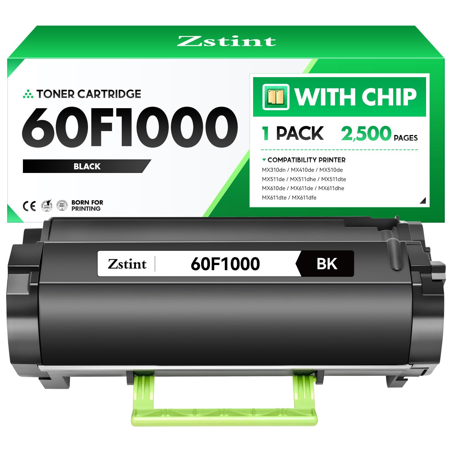 60F1000 Black Toner Cartridge with chip 1-Pack