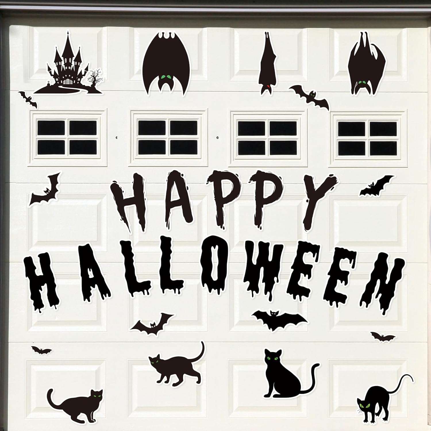 Garage Door Decorations - Ferraycle 30 Pcs Halloween Garage Door Decorations Magnets Happy Halloween Garage Door Magnets Black Bats Cats Magnetic Decal Stickers Halloween Decorations for Garage Door Car Refrigerator Party
