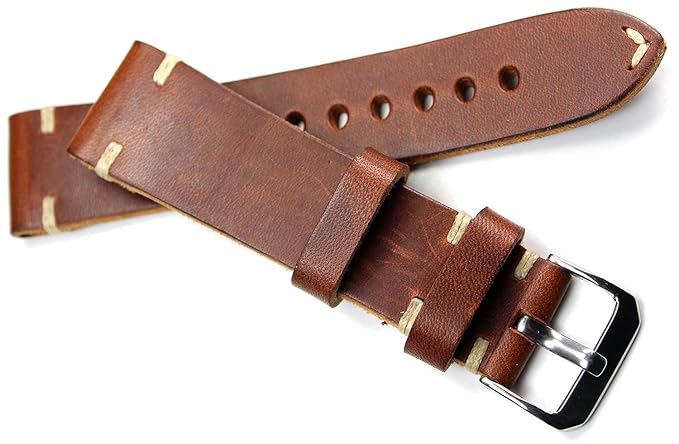 RIOS 1931 Herren Leder Uhrenarmband Vintage 22mm braun