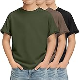 YooAurvox 3 Pack Boys Short Sleeve Shirts Summer Crew Neck Plain T Shirts Casual Kids Basic Tees Tops for 5-14 Years