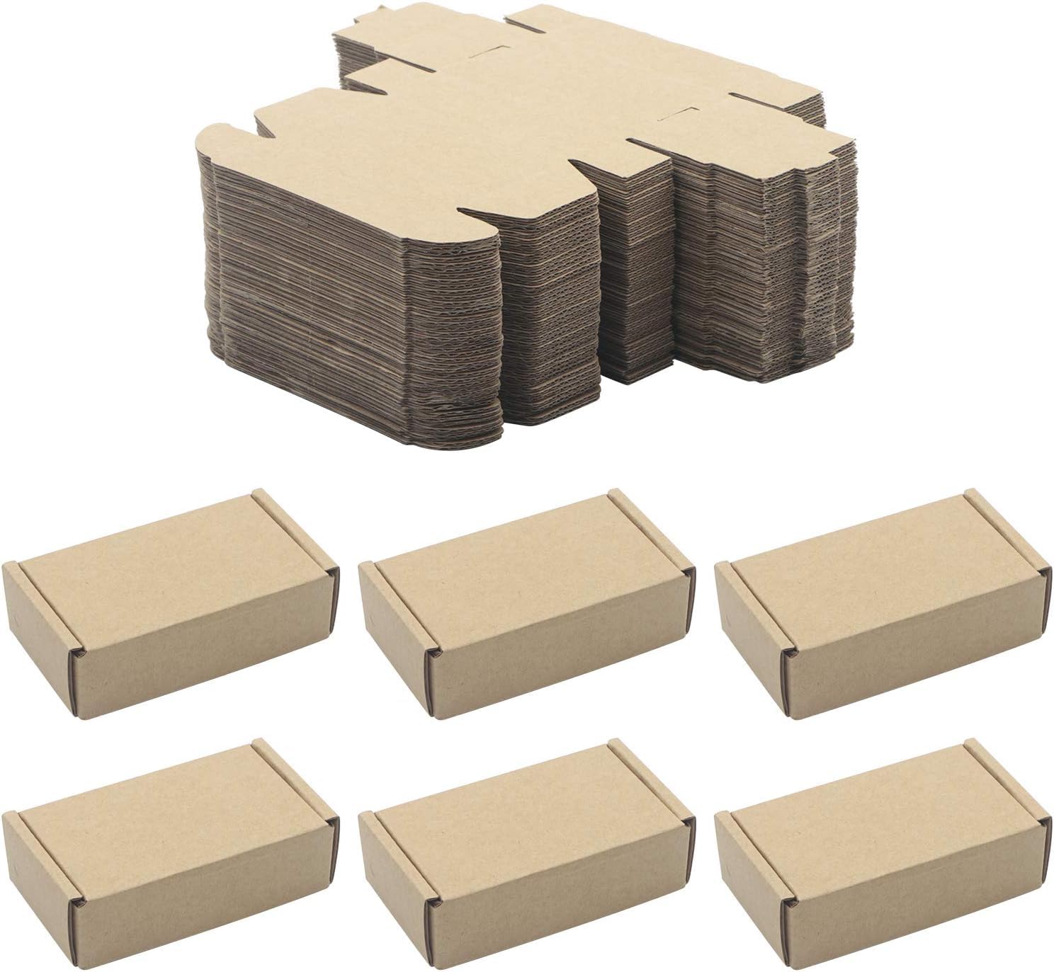 Pxyelec 50 Pack Kraft Paper Boxes, Foldable Rectangular Paper Box Packing Box for shipping, Storaging Small items, Brown, 3.6 x 2.0 x 1 inches