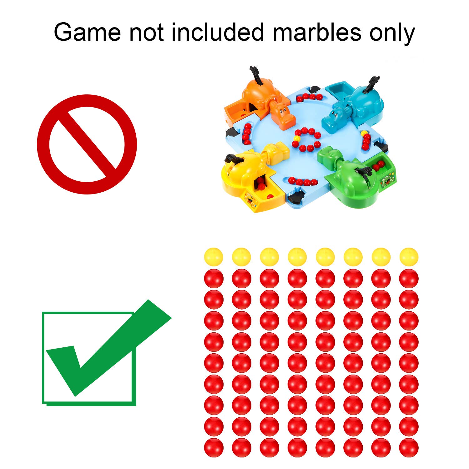 84 Pieces Game Replacement Balls 4 Sets Game Replacement Marbles Compatible with Hungry Hungry Hippos, 76 Red and 8 Yellow Balls