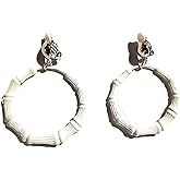 Clip-on Earrings Bamboo Earrings 2 inch Hoop Earrings Lightweight Assorted Colors