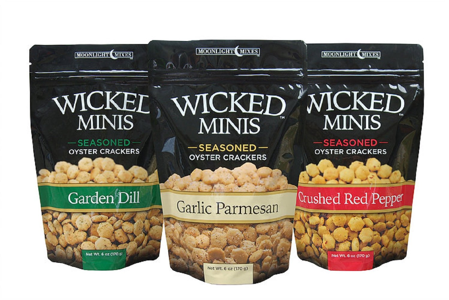 Wicked Minis Soup & Oyster Crackers - Saltine Crackers Salted Flavored Mini Puffed Soup Crackers, Savory Snacking Mix, Seasoned Croutons Salad Toppers, Crackers for Chili 6oz (Assorted, Pack of 3)