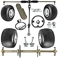 YC Yier 32" Racing Go Kart Rear Axle Complete Kit 5" Wheels Tires Front Steering Assembly Brake 420 Sprocket for ATV Quad Go Cart Drift Trike Karting