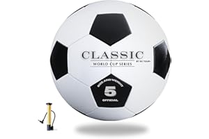 GX TOUR+ Classic World Cup Series Soccer Ball Size 5 – Retro Black & White Design,Durable Synthetic Leather for Training, Matches & Recreational Play – Classic Look for Youth & Adults of All Skill Levels