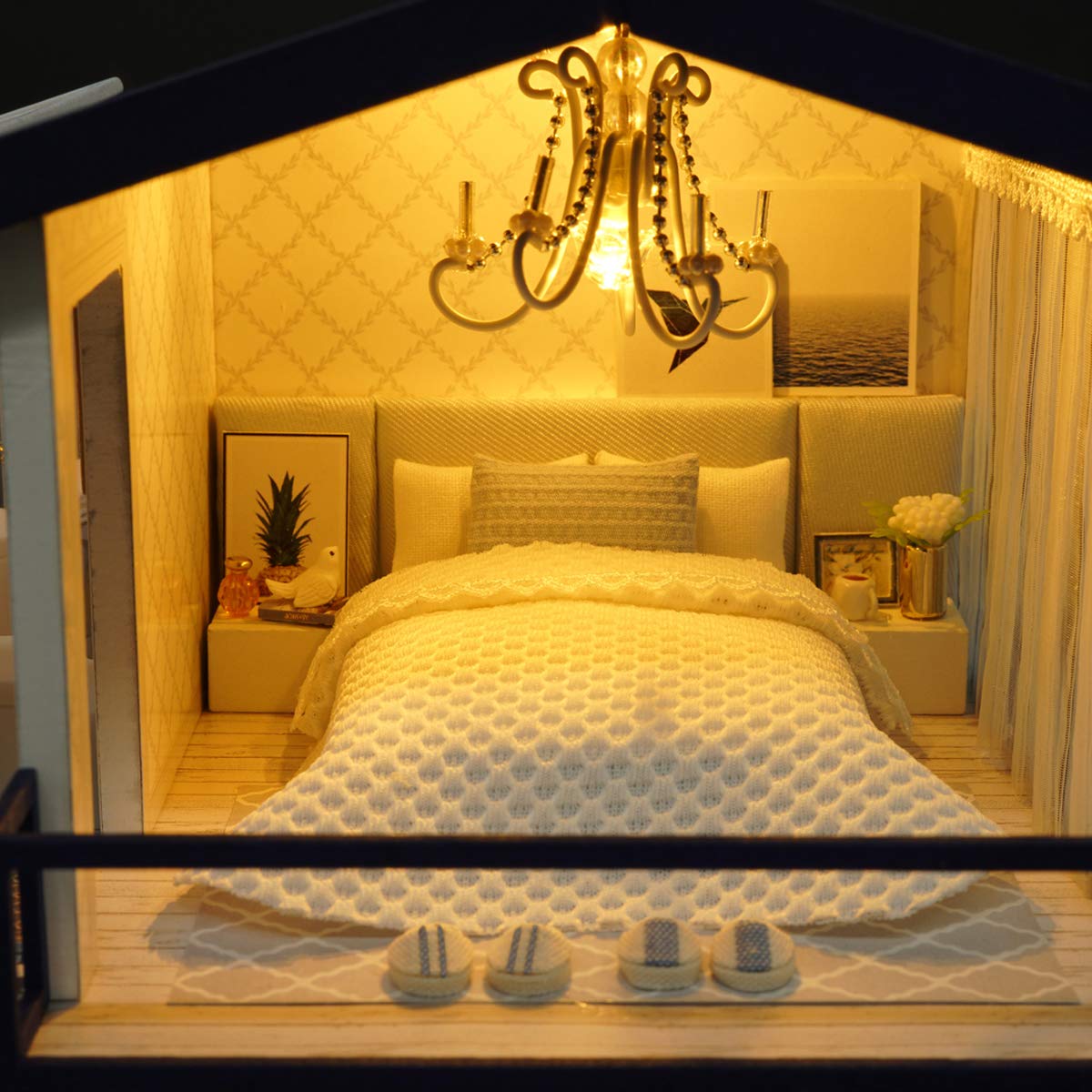 GuDoQi DIY Miniature Dollhouse Kit, Tiny House kit with Music, Miniature House Kit 1:24 Scale, Great Gift for Birthday Easter Day, Time Apartment