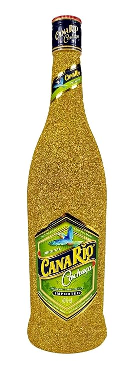 Canario Cachaca Zuckerrohrschnaps 70cl (40% Vol) Bling Bling Glitzerflasche in gold -[Enthält Sulfite]