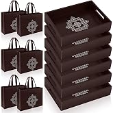 FoldTier 12 Pcs Diwali Return Gifts, Kolam Tray, Thamboolam Bag, Brown | Navratri Golu Favors, Pooja Non Woven Bags, Bamboo Serving Trays with Handles, Palavelli Kalasam Holder, for Housewarming