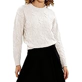 Amazhiyu Women's 100% Wool Crew-Neck Sweater Long Sleeve Winter Pullover Tops