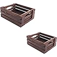 ARTAWEIN Rustic Vintage Finished Wooden Crate with Handles - Nesting Storage, Display, Organization Crate for Party, Office, Bedroom, Kitchen and Closet - (Rustic Black set of 2)