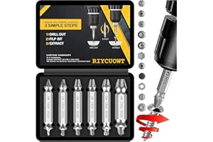 RIYCUOWT Gifts for Men, 6Pcs Titanium Damaged Screw Extractor Set - Remover for Stripped Head Screws Nuts & Bolts Drill Bit Tools for Easy Removal of Rusty & Broken Hardware High Speed Steel (Silver)