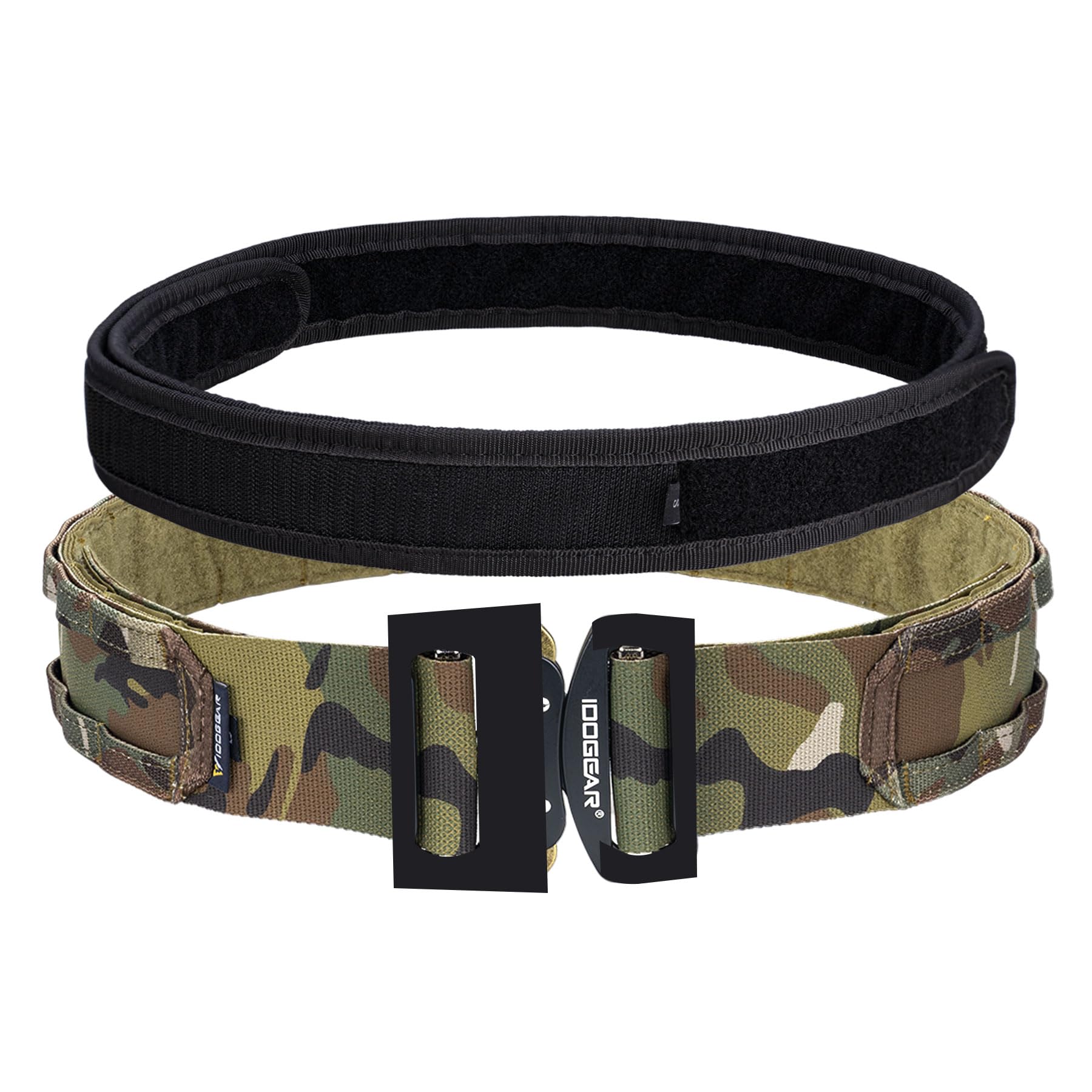 IDOGEAR Tactical Belt Men's Military Riggers Belt MOLLE Heavy Duty Belt System 1.75" Inner & 2" Outer Belt Metal Buckle (Medium(34"-38"), Multi-camo-MC)