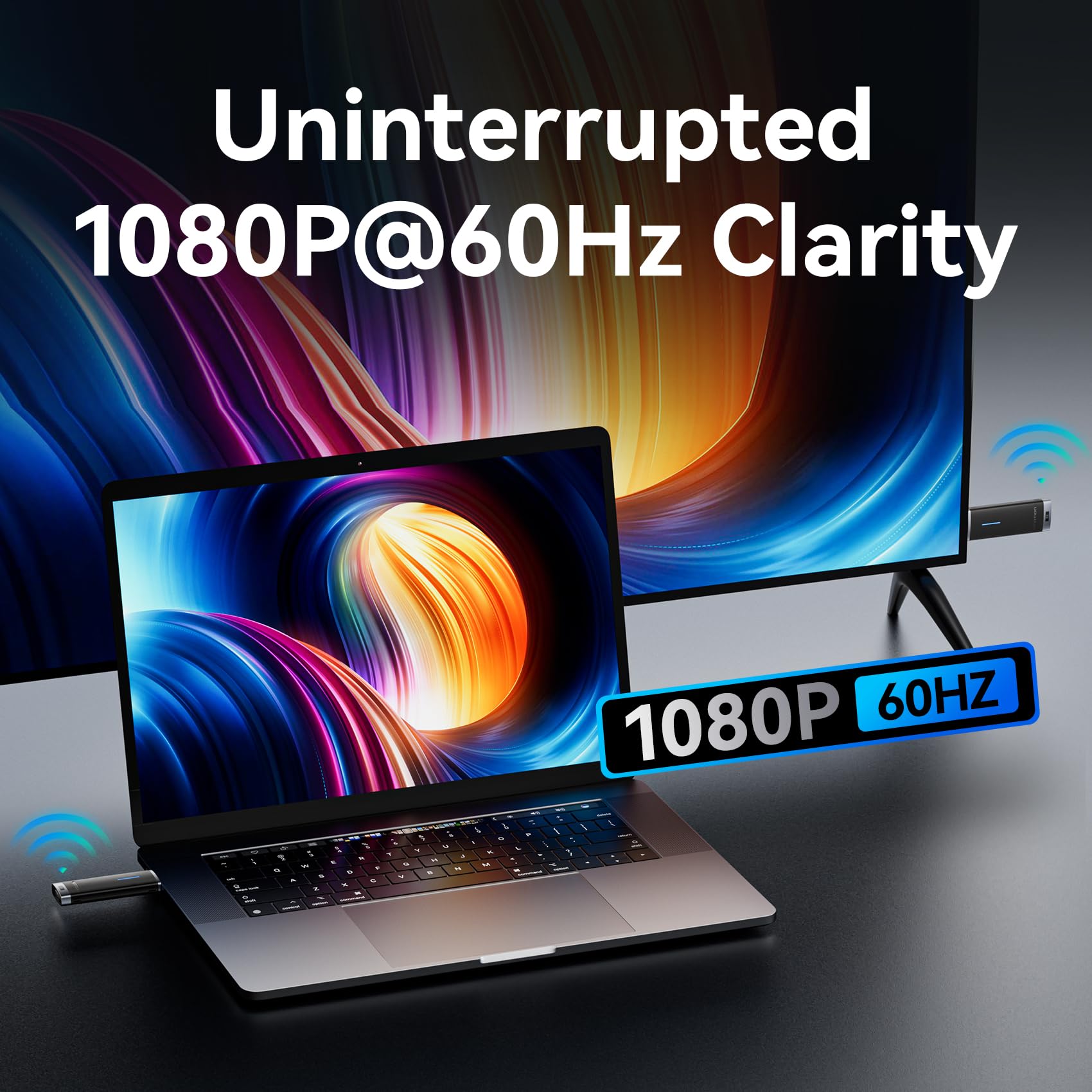 VENTION 2025 Upgraded Wireless HDMI Dongle Transmitter and Receiver 2.4/5GHz 4K Decording, 131FT /40M, Bluetooth Adapter, Wireless Extender Connection with Sender with Miracast 1080P,Black