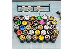 WAVEIST 1/64 Wheels Real Rider Series for Upgrade Mainline Diecast Cars,Mixed Random 10 sets of 0.43In Black Wheels.(10 Mixed black tires)
