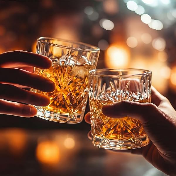 YIYIRING 24 PCS OLD FASHIONED WHISKEY GLASSES 12 OZ ELEGANT CRYSTAL WHISKEY GLASSES BOURBON COCKTAIL ROCKS GLASS FOR BOURBON SCOTCH LIQUOR COCKTAILS BARWARE MEN GIFTS