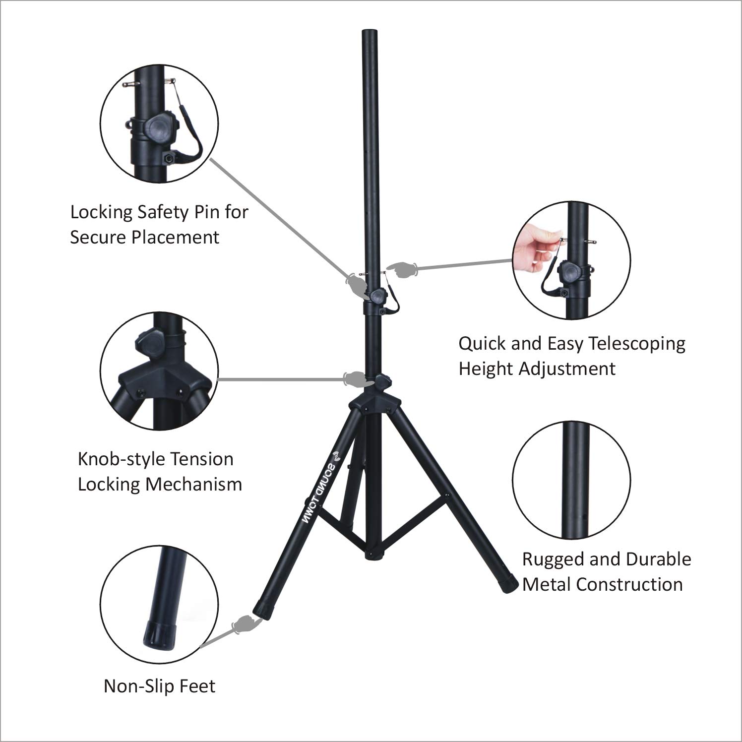 Sound Town STSD-DCM 2-Pack Adjustable Clamp-On Studio Monitor Speaker Stands Sound Town STSD-DCM 2-Pack Adjustable Clamp-On Studio Monitor Speaker Stands